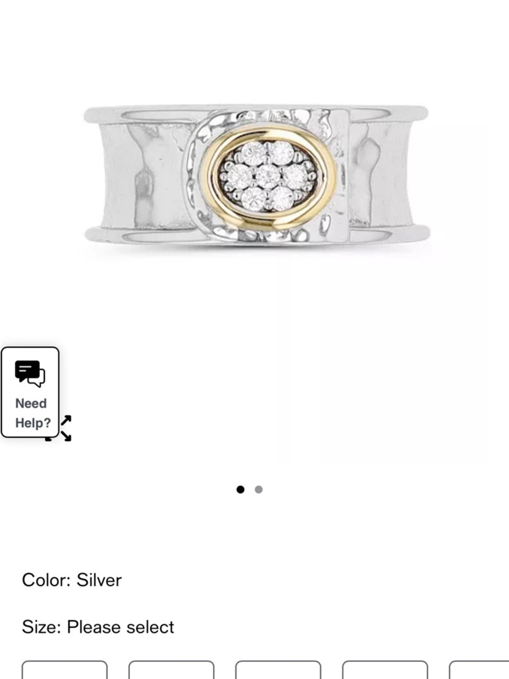 Sterling Silver and Gold Accent Pavé Ring - Silver